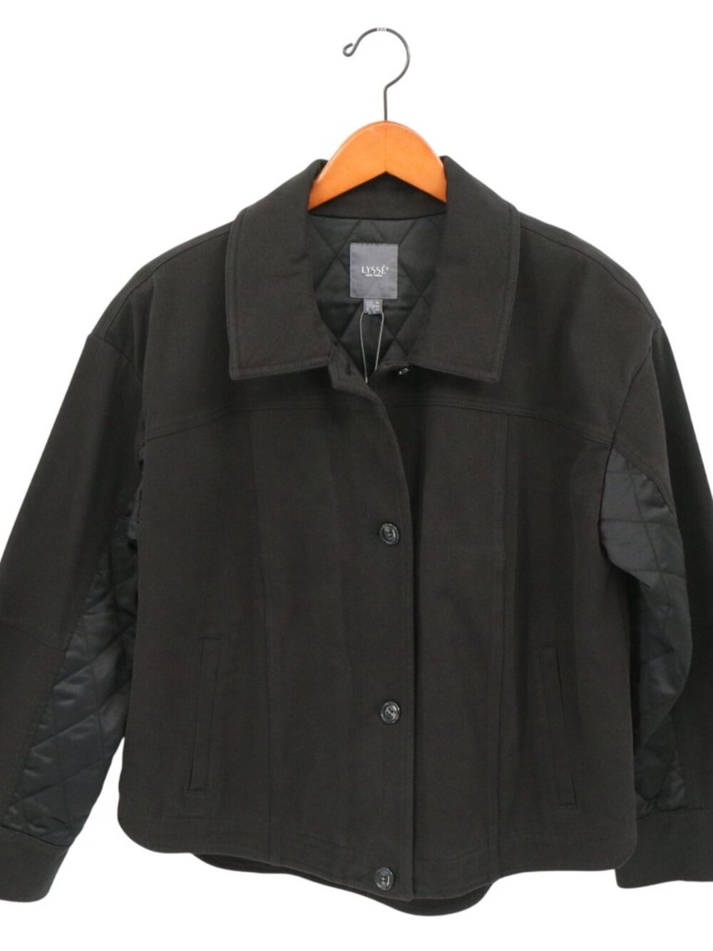 NWT Lysse Pierce Mix Media Quilted Black Soft Knit Denim Jacket S M L XL - Picture 6 of 10